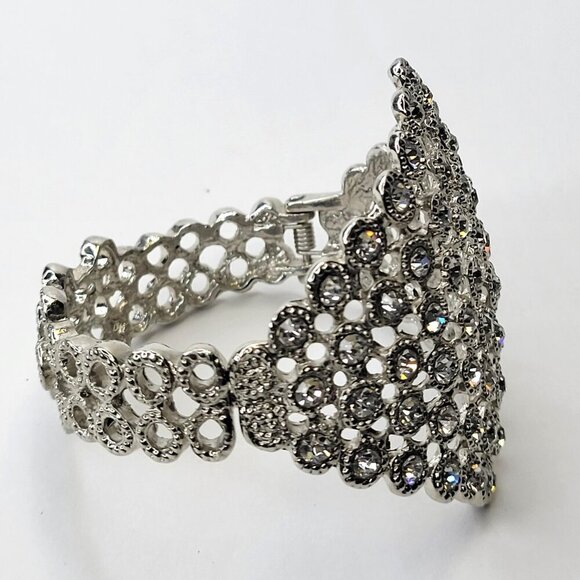 Dazzling Silver Cuff Bracelet Bangle - Picture 2 of 16